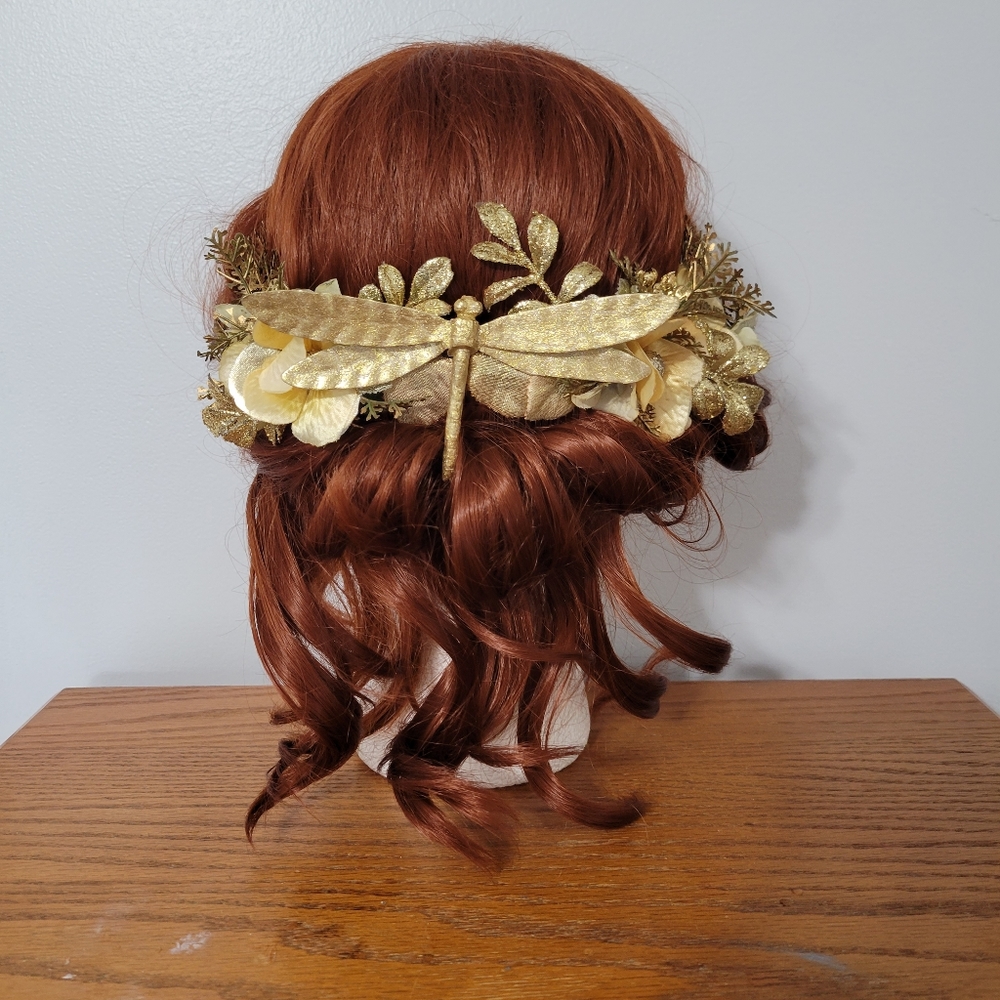Golden Dragonfly Flower Crown